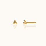 Gold Tiny Ball Spheres Bar Cartilage Petite Tri Dots Bead Studs Earrings by Doviana