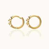 Gold Petite 3 Diamond Crystal Cluster Huggie Triple CZ Hoop Earrings by Doviana