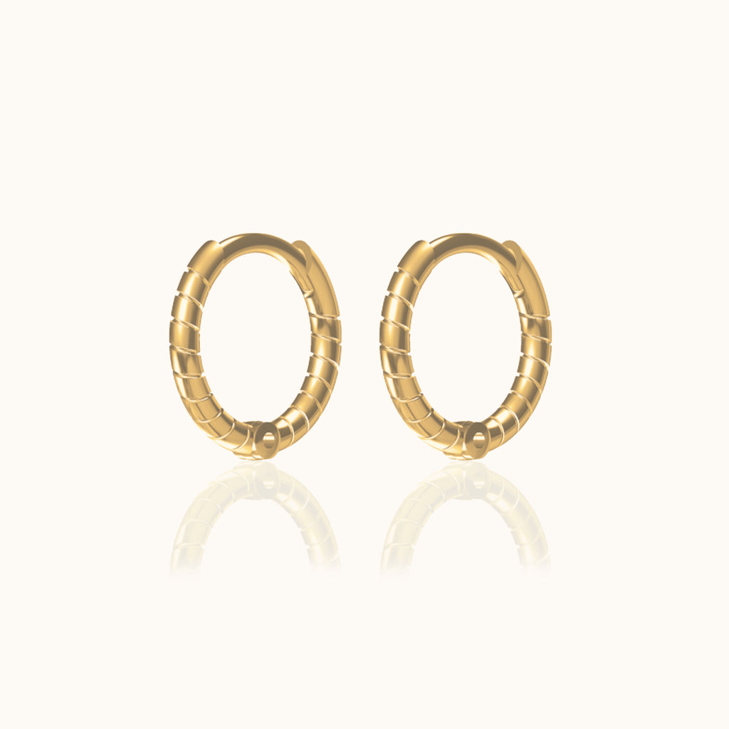 Classic Petite Huggie Thin Whirl Gold Tiny Twisted Hoop Earrings by Doviana
